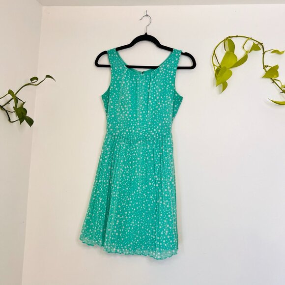 GAP Sleeveless Polka Dot Pleated Fit and Flare Dress Mint Green Women's 0 - Picture 2 of 10